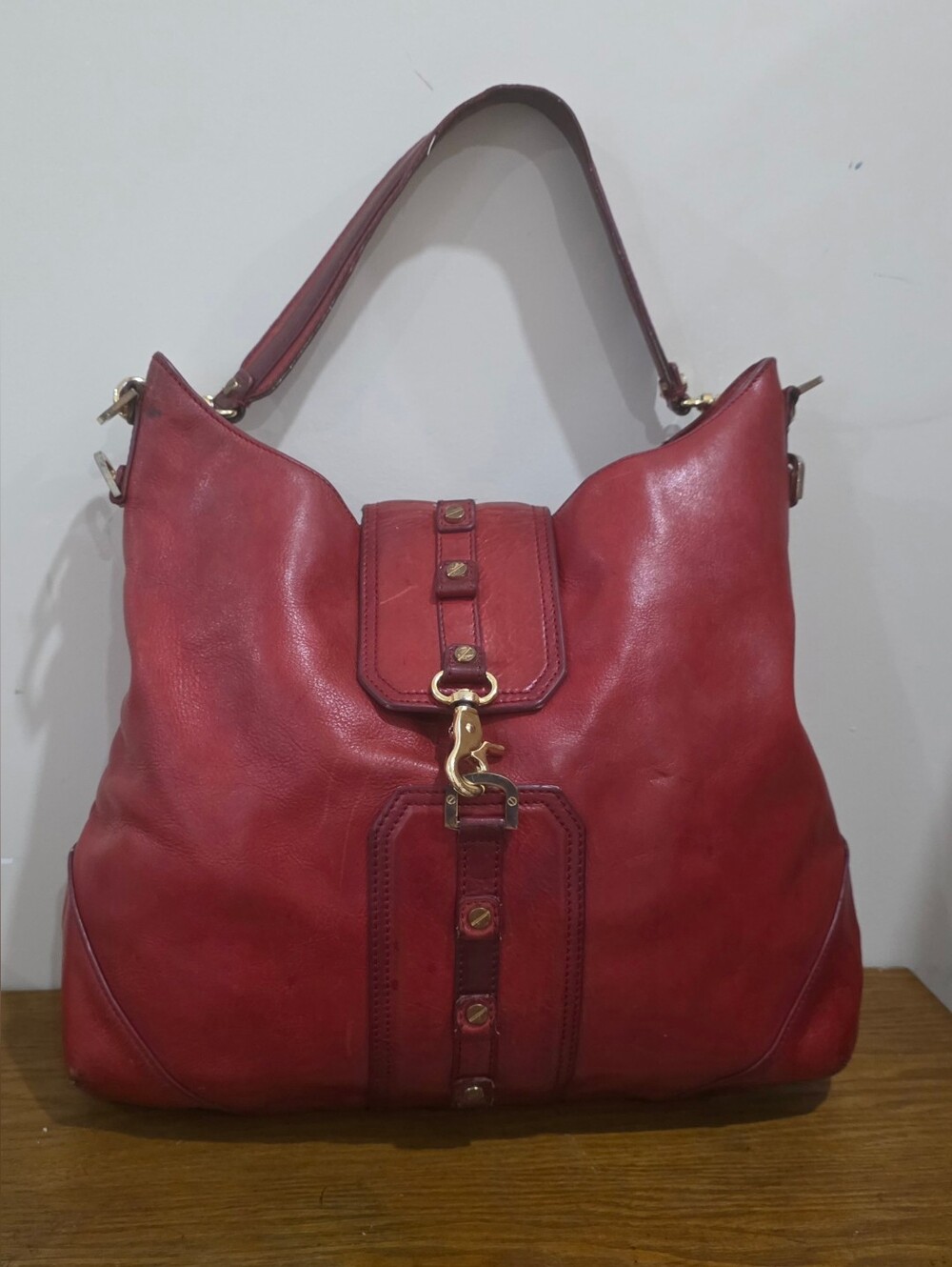 Tory Burch Red Leather Hobo Bag